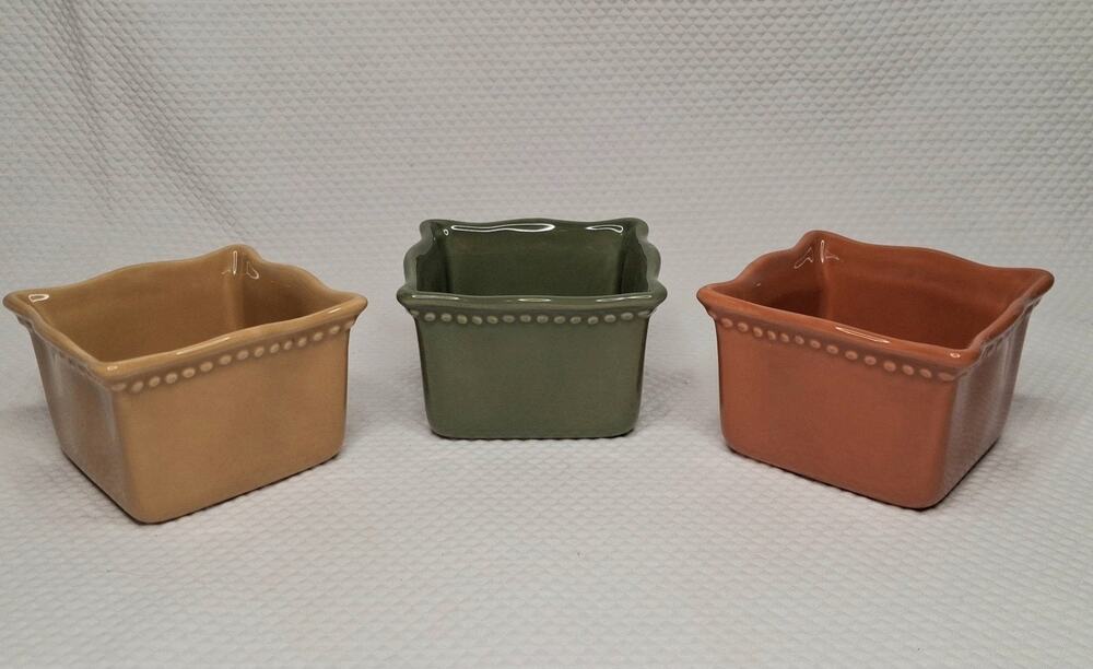 Princess House Pavillion Set of 3 Condiment Dip Sauce Nut Bowls FALL Colors